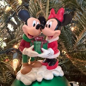 Disney Festive Mickey and Minnie Ornament in Red and Green
